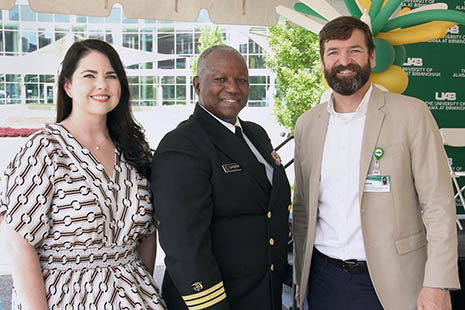 HRSA’s Colleen McCarty and Commander Ali Danner with Denton Lunceford, Assistant Vice President, UAB Facilities Planning Design & Construction 