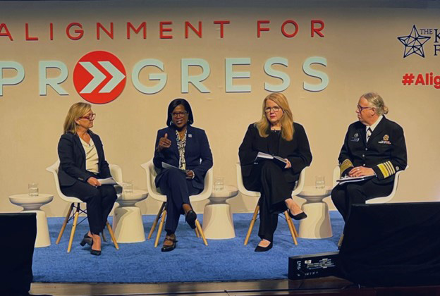 HRSA Administrator Carole Johnson and three other conference attendees seated on stage.