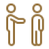 Icon with one person extending hand out to another person