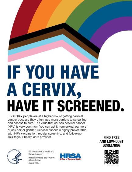 Screenshot of the FCCC LGBTQIA poster with a QR code in English