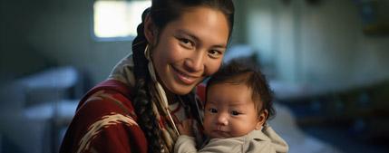 woman holding her baby